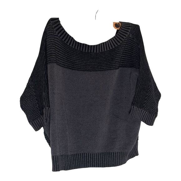 Womens Material Girl Cropped Slouch Scoop Neck Boho 90s like Gray Sweater Large - Picture 3 of 10